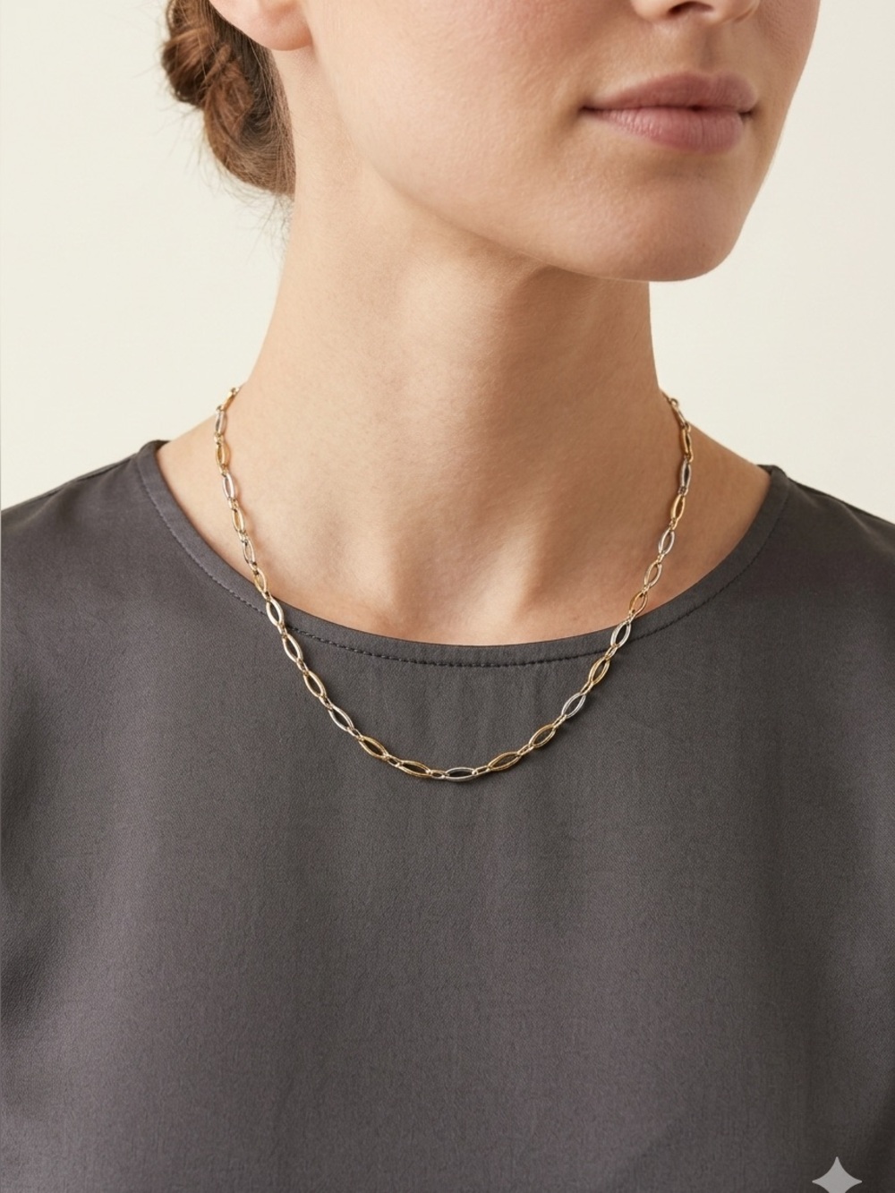 Plunder Two-Tone Gold and Silver Delicate Link Necklace